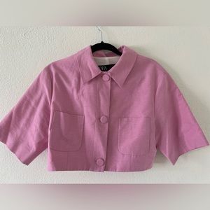 Zara Womens Crop Pink Blazer, Large, new with tags